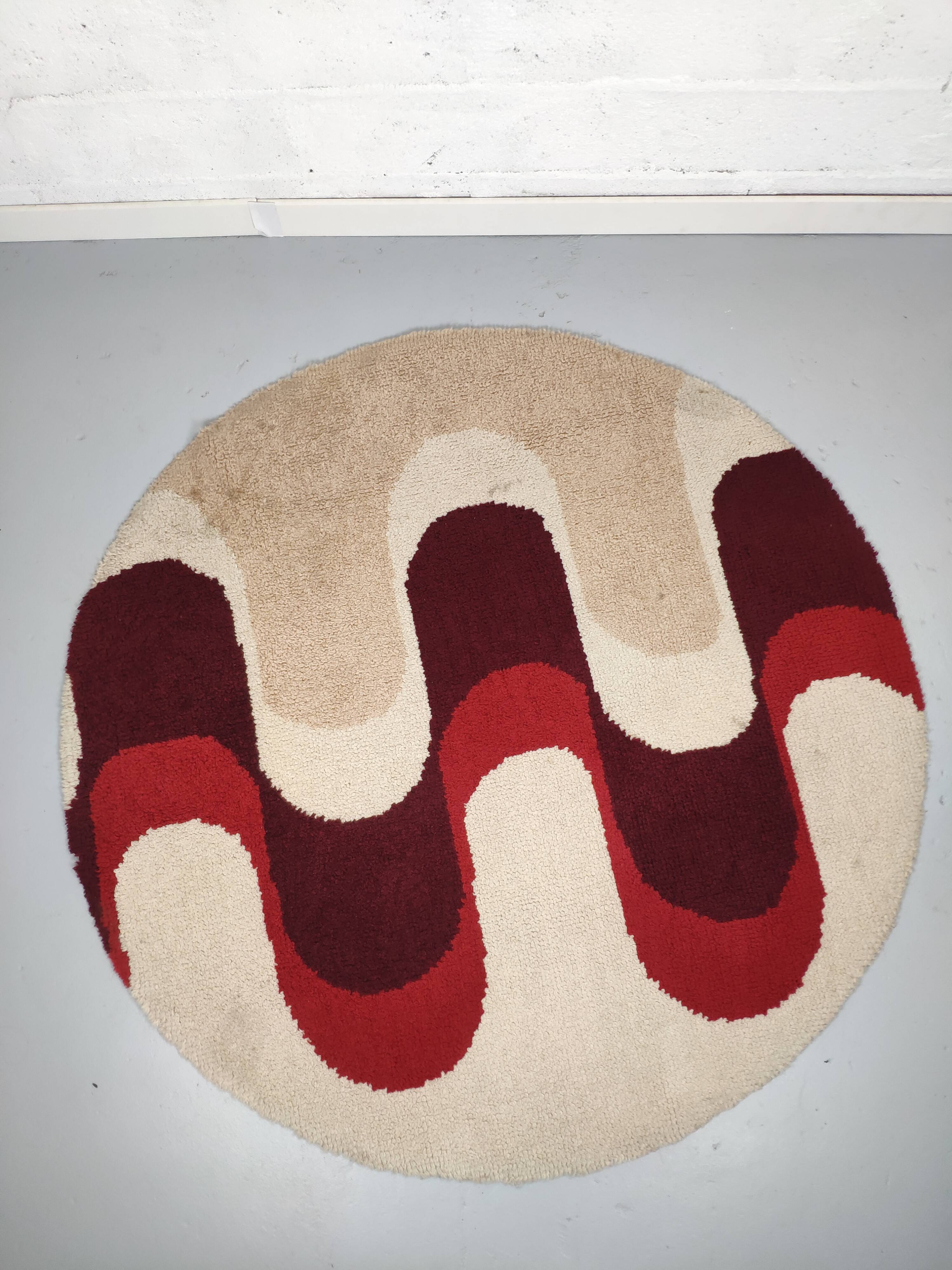 Round carpet in circa wool 70 psychedelic 150cm