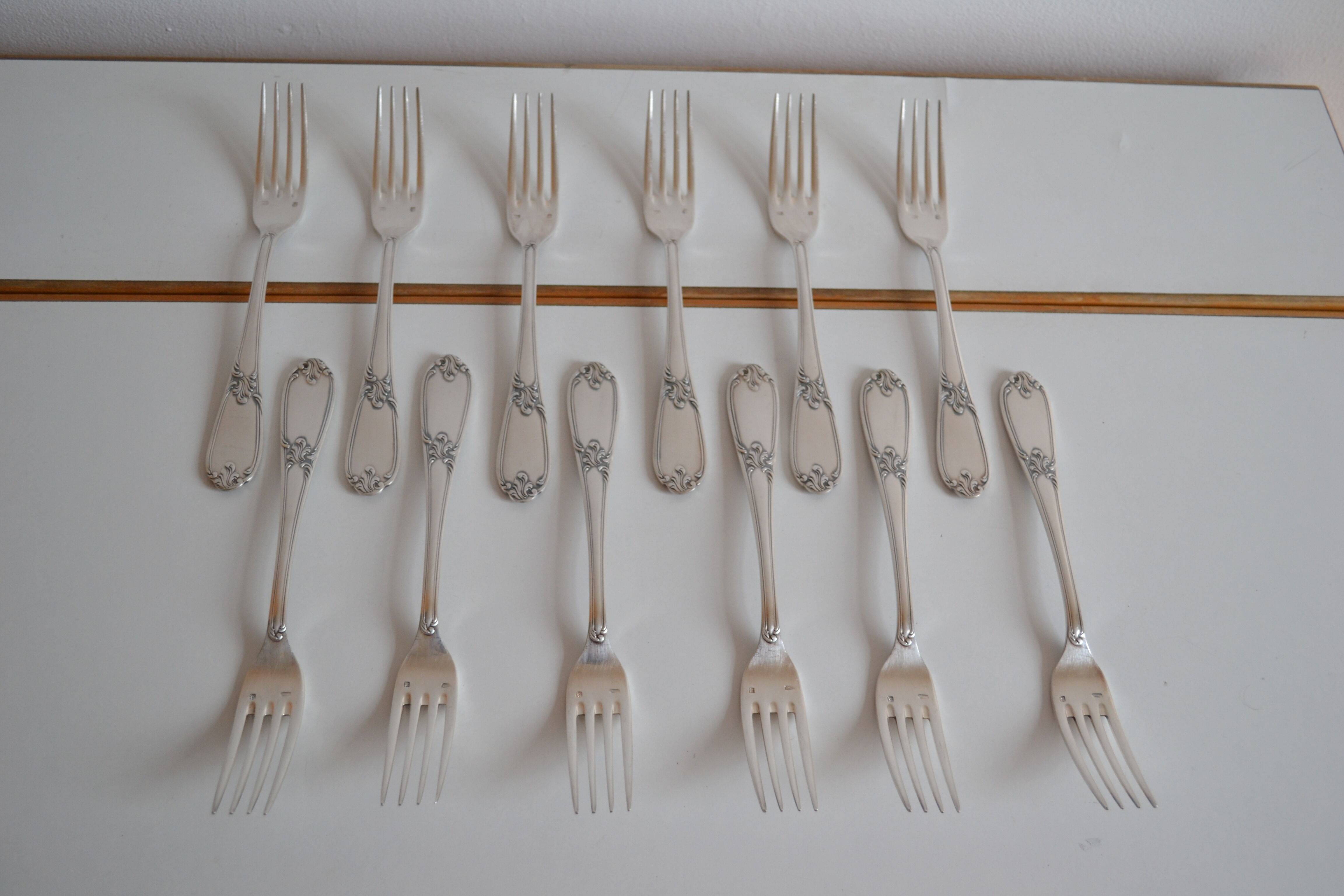 12 metal argente orfevre frionnet french table forks