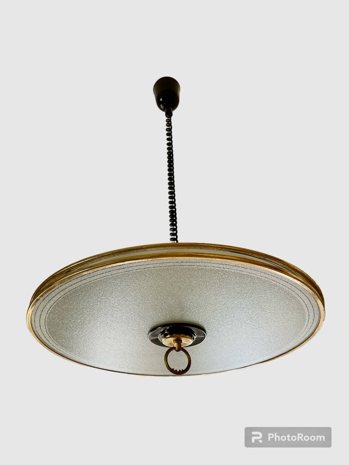 Glass and brass pendant light in the style of Pietro Chiesa, Italy 1970s