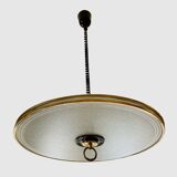 Glass and brass pendant light in the style of Pietro Chiesa, Italy 1970s