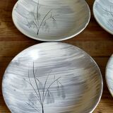 Six assiettes céramique Niderviller service "Chatons" années 50.