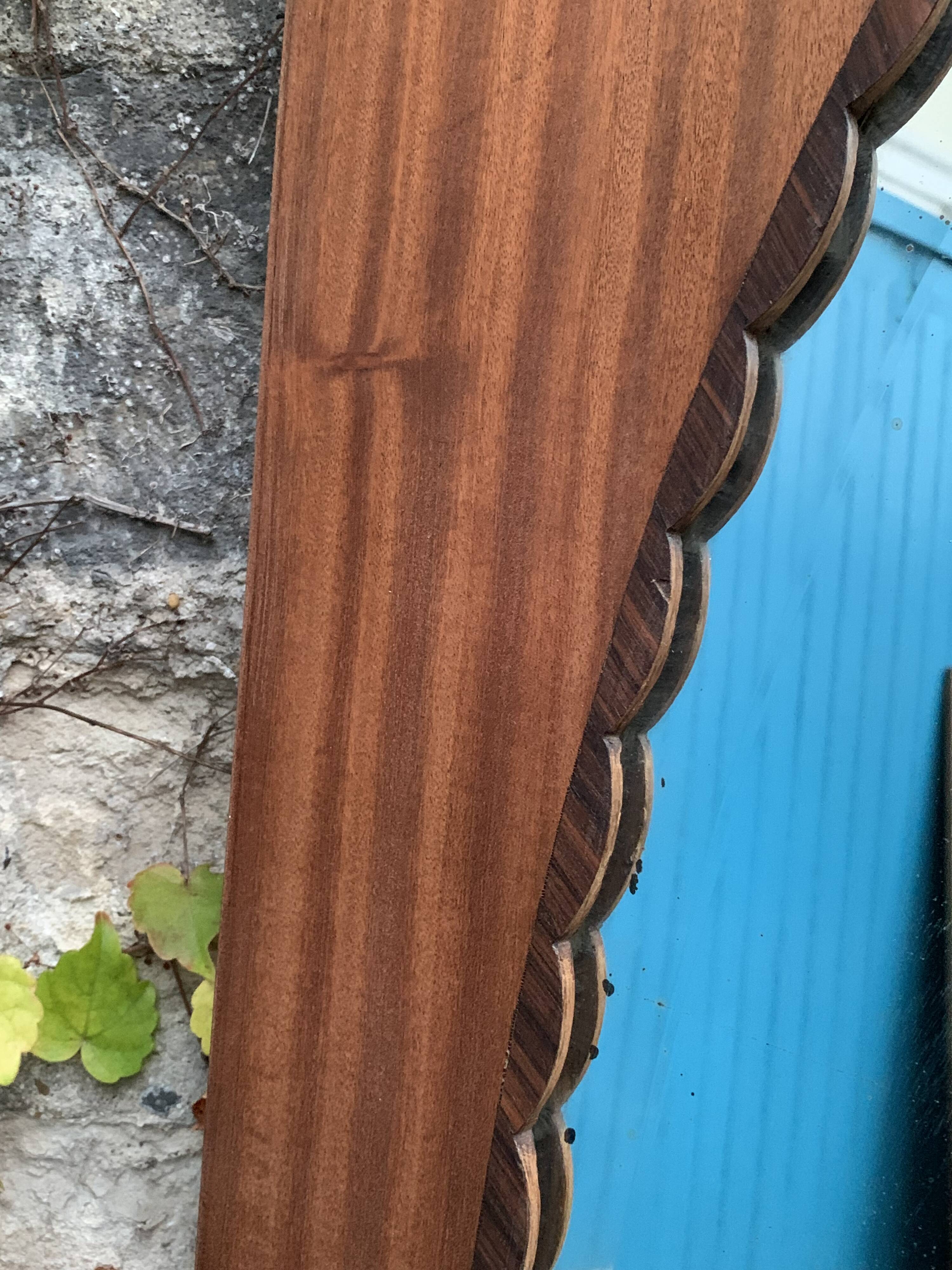 Beveled oval mirror on art deco door Mahogany 79x162