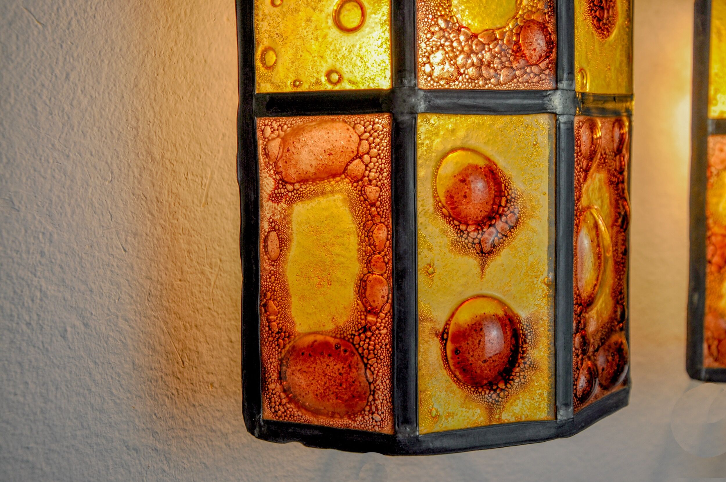 Pair of brutalist sconces by Felipe Derflingher for Feders, blown glass, 1960, Mexico