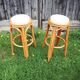 Old Rattan Bar with 2 Matching Stools