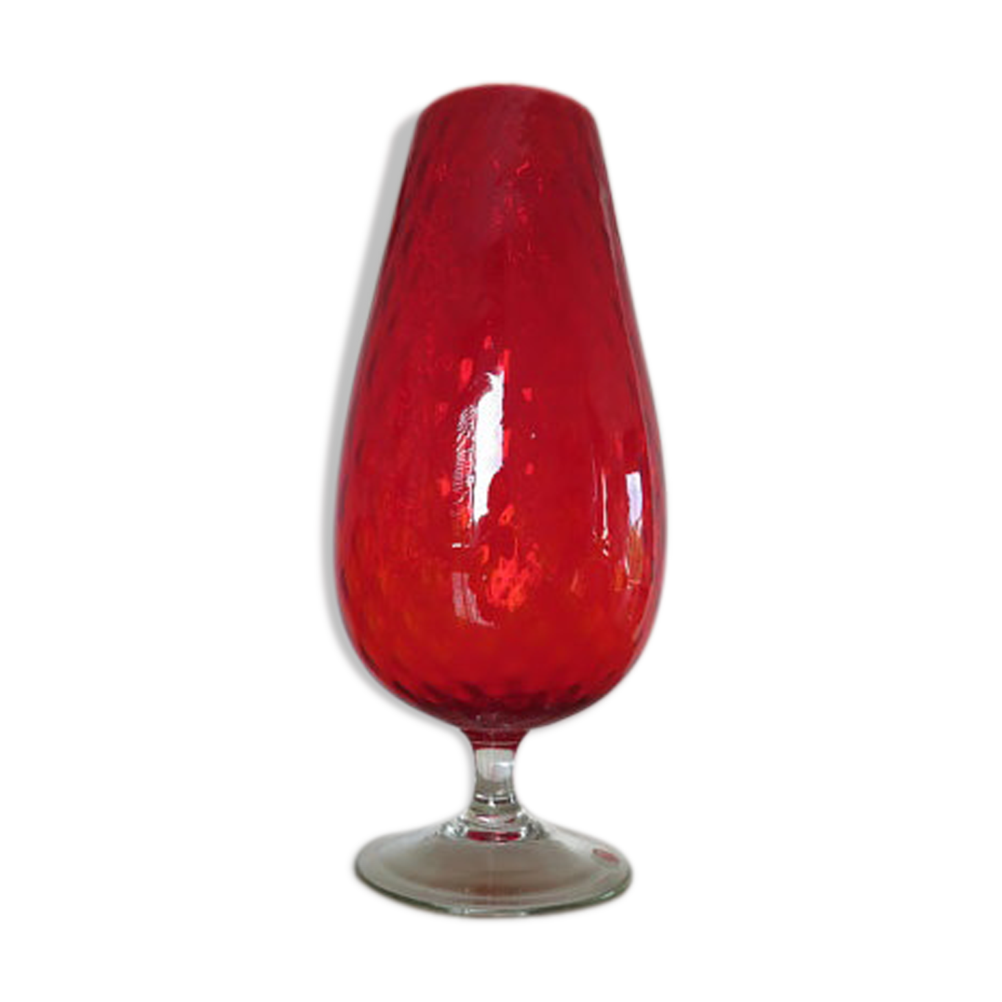 Italy 60s 70s red glass vase
