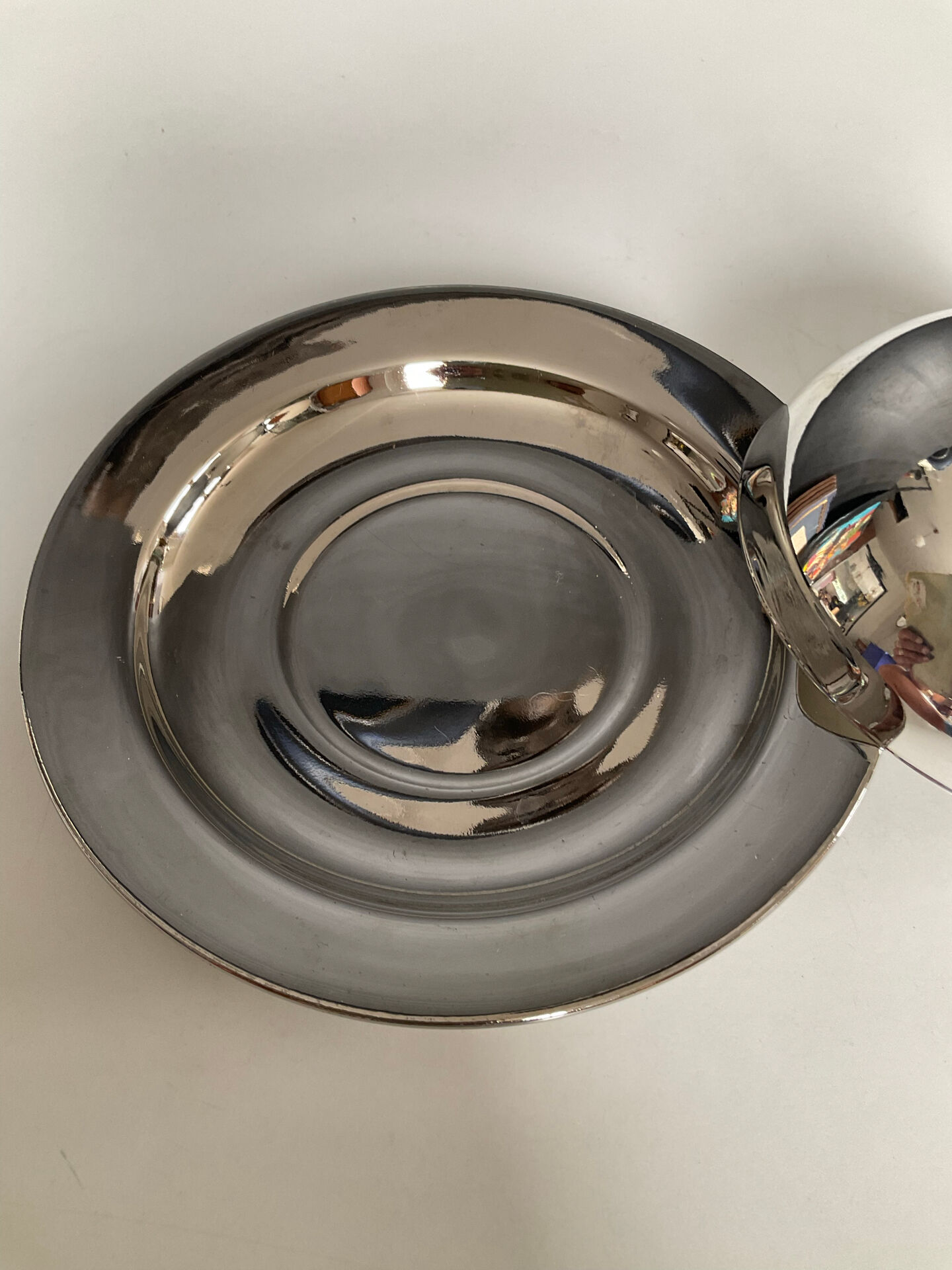 Vintage stainless steel and ceramic bell butter dish