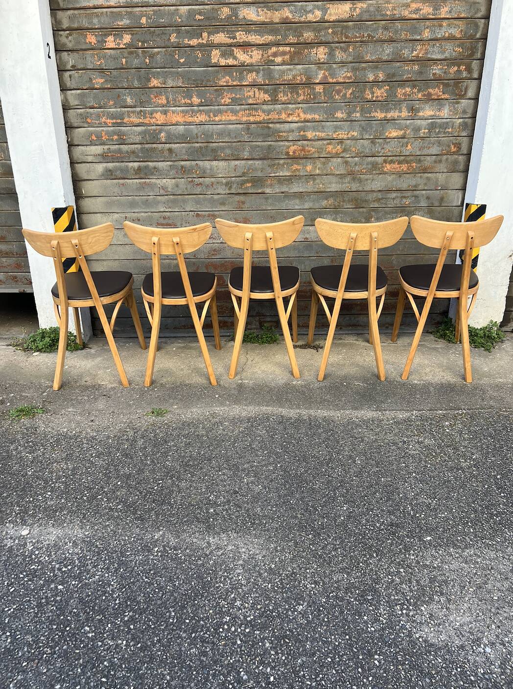 (Lot) 5 chaises modèle Banane estampillées Lutherma (Restaurées)