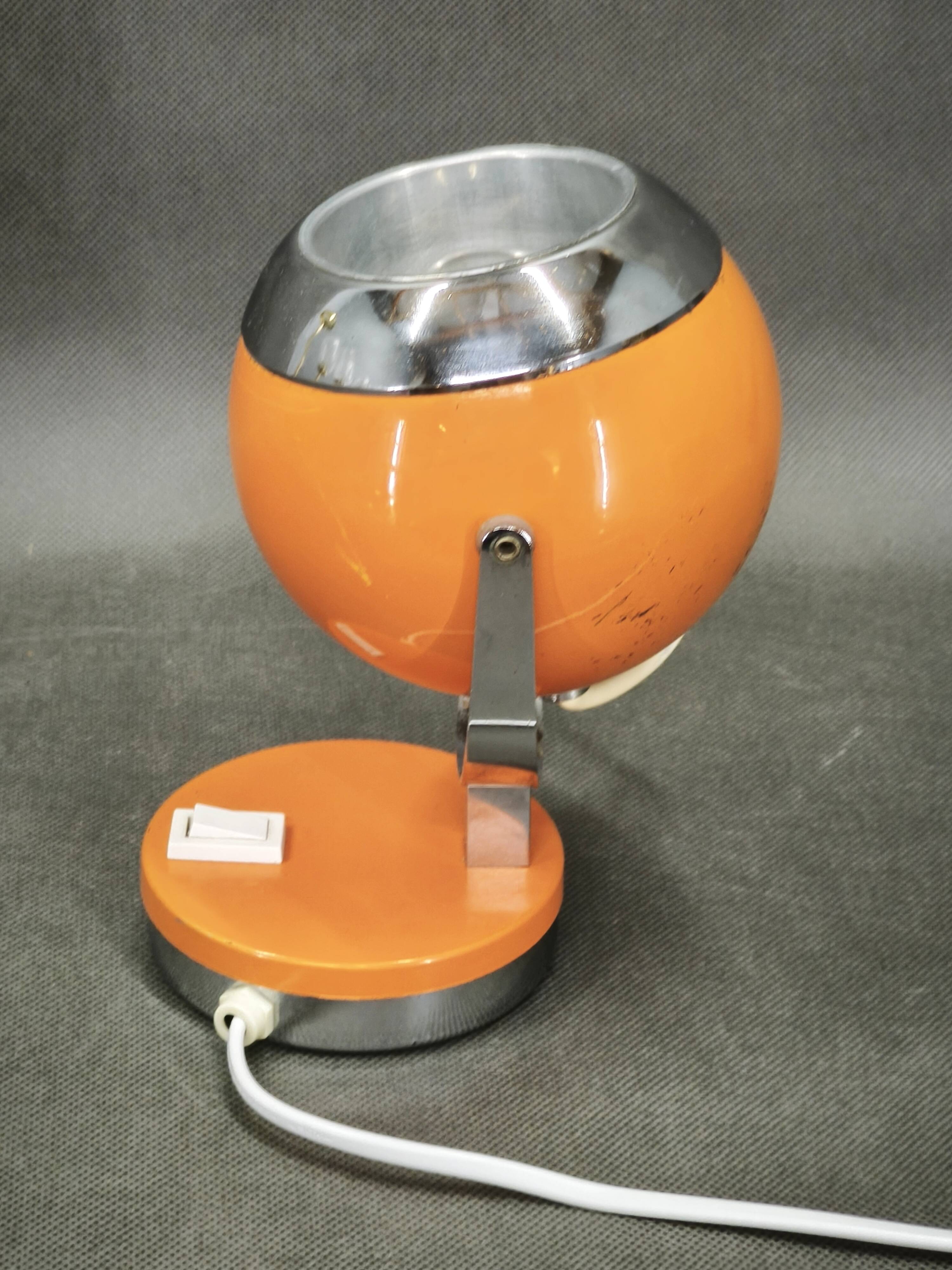 Goffredo Reggiani Orange Eyeball Space Age Table Lamp, Italy, 1970s