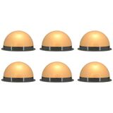 Unique set of six large Bauhaus chrome ceiling lamps/flush mounts, 1940s