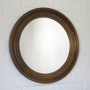 Large Vintage Wall Mirror Turned Oak Wood Round Vanity Mirror Rustic
