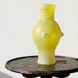 Murano baluster vase, yellow, frosted glass in Seguso style, vintage 1960.
