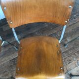 Series of 6 vintage industrial school chairs stackable 1950 thermophorized seating