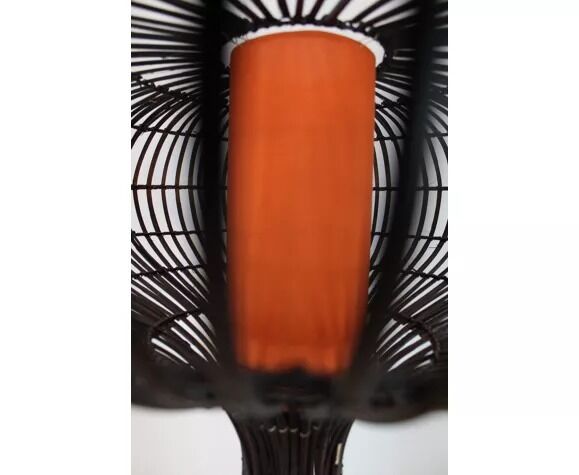 Vintage rattan mushroom floor lamp