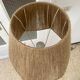Lampadaire vintage en bois naturel et abat jour en corde années 1960