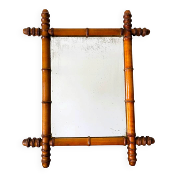 Miroir vintage en bois imitant le bambou