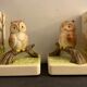 Pair of owl Japanese ceramic book greenhouses, 1980
