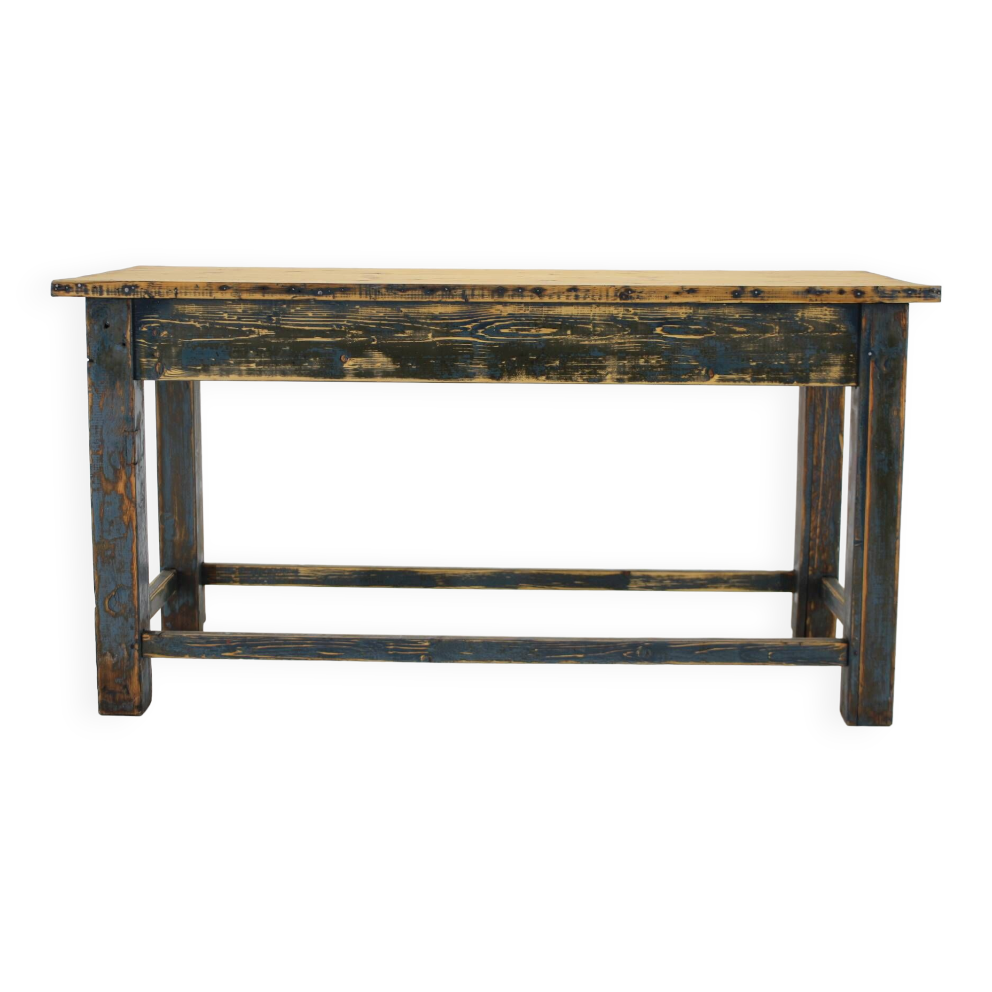 1950s Patinated Pine Tree Wooden Table, Czechoslovakia