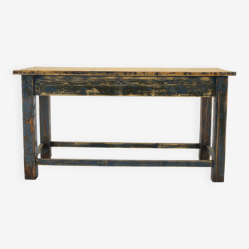 1950s Patinated Pine Tree Wooden Table, Czechoslovakia