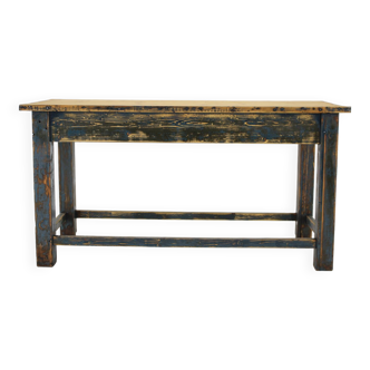 1950s Patinated Pine Tree Wooden Table, Czechoslovakia