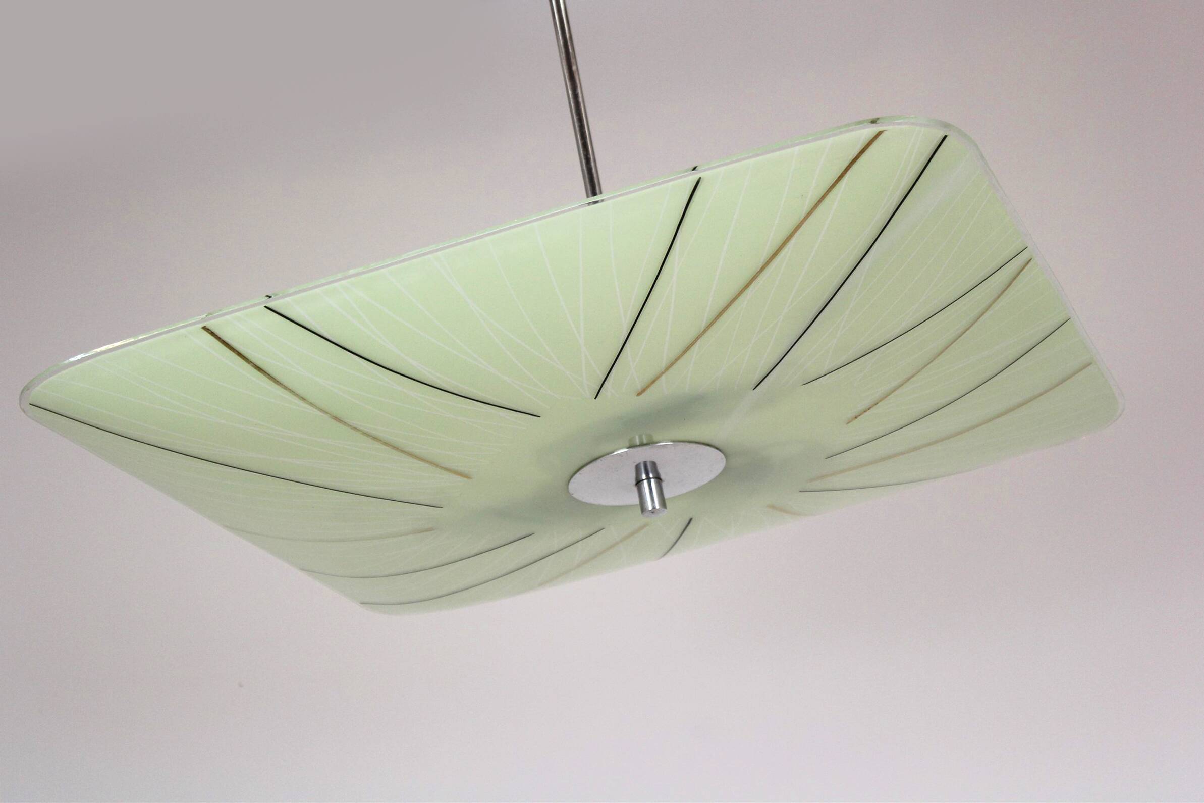 Mid-Century Czech Glass Pendant Lamps with Colorful Decor, 1970s, Set of 6