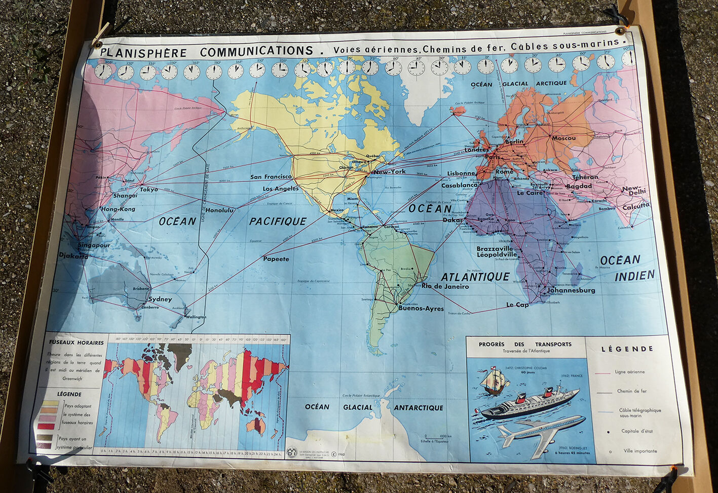 Map world map of the planisphere world MDI 1960