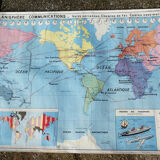 Map world map of the planisphere world MDI 1960