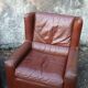 Pair of armchairs with very soft leather ears 80s