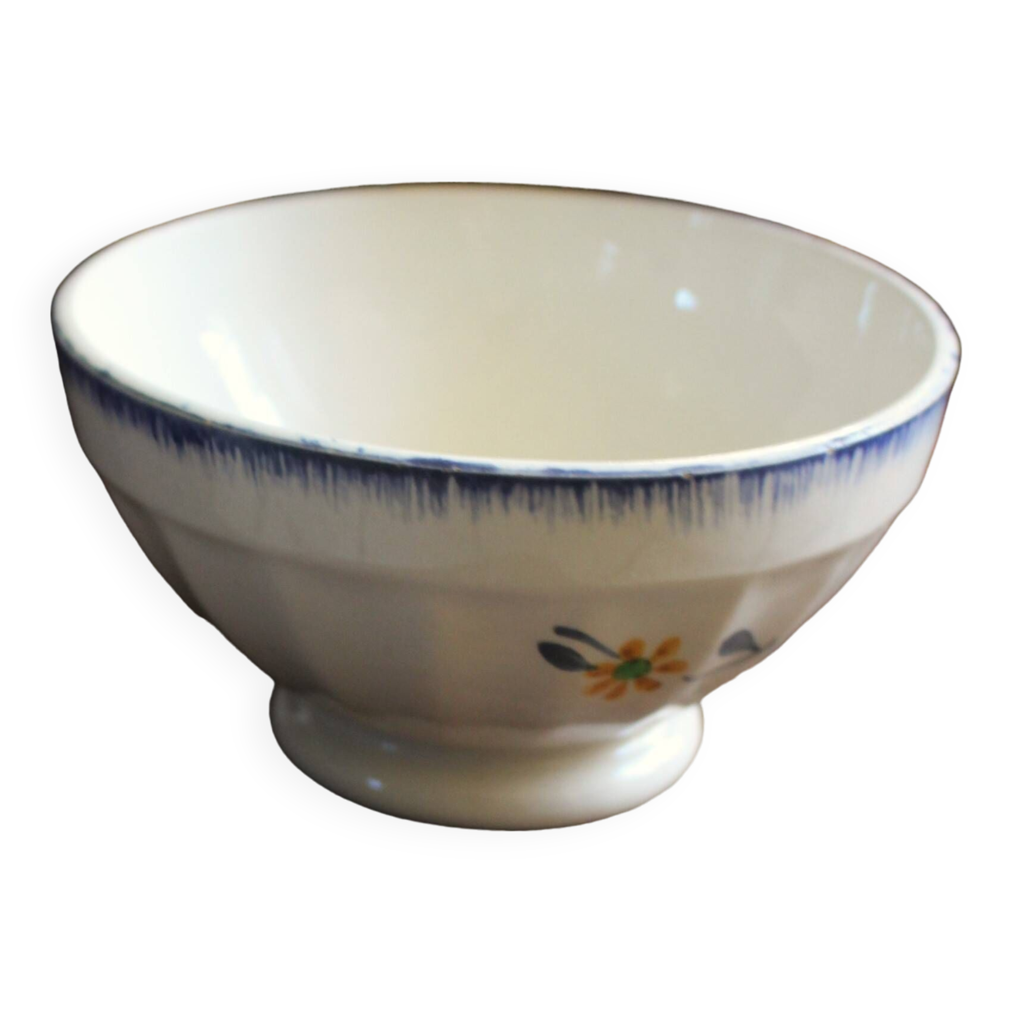 Small bowl on foot with small flowers Digoin Sarreguemines