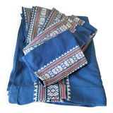 grande nappe et 11 serviettes vintage basque bleu indigo,