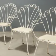 Vintage white lacquered iron garden chairs, Italy, 1950s