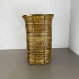Aubock style rattan and brass bauhaus waste bin France 1960s