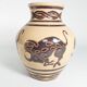 Vintage Ceramic Vase with Brown Bulls and Bands