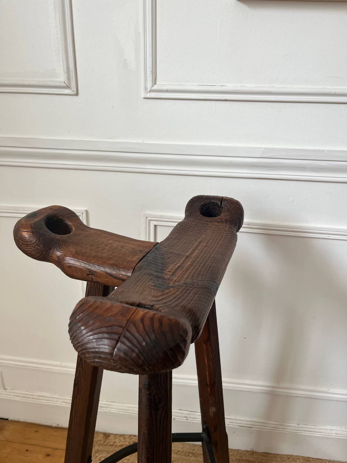 Set of three brutalist bar stools
