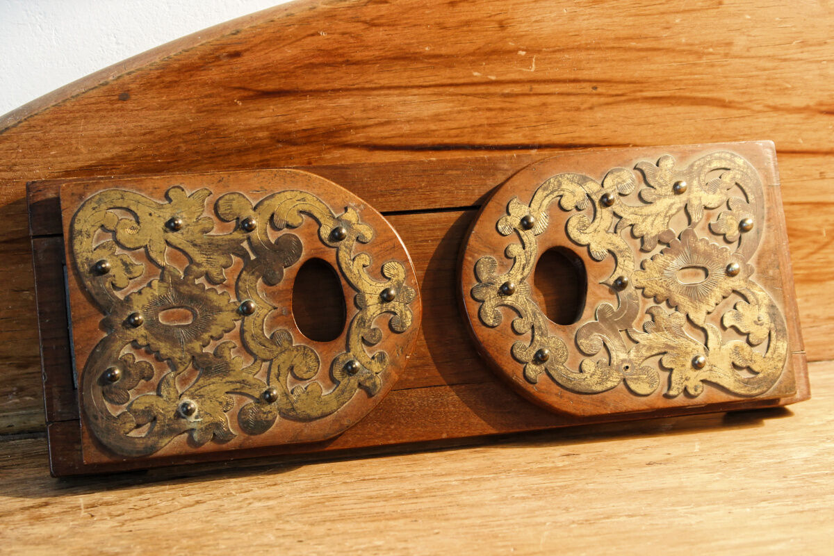 Mahogany and chiseled brass book greenhouse