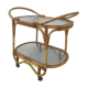 Bamboo, rattan serving trolley on castors