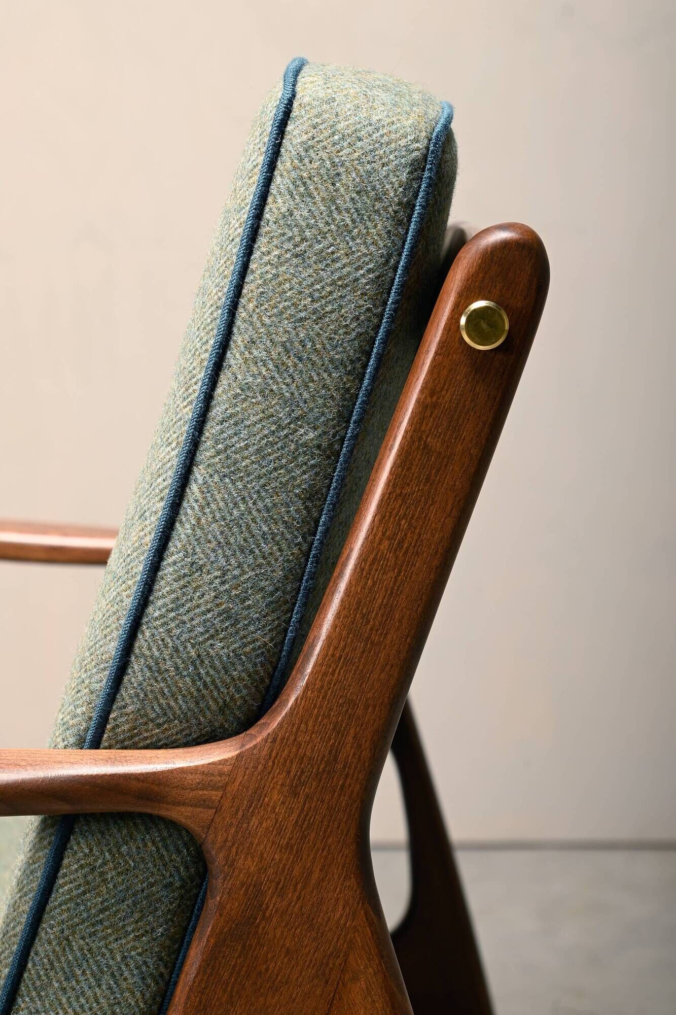 Pair of Mid-Century Italian Armchairs in stained Beech and Green Cushions