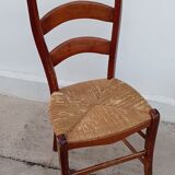 High back straw chair