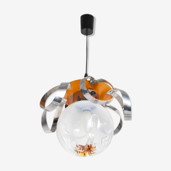 Suspension globe verre Murano édition Maazzega design italien 70