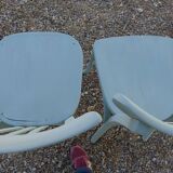 Set of 4 mismatched blue chairs