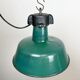 Industrial Green Enamel Factory Lamp with Cast Iron Top, 1960s