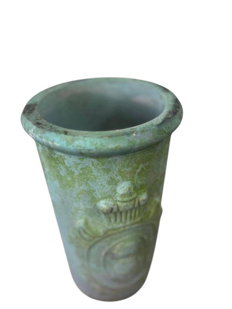 Vintage stone pot / vase with medallion
