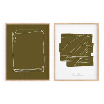 Pair of giclee prints, abstract wall art set of two, 50x70cm