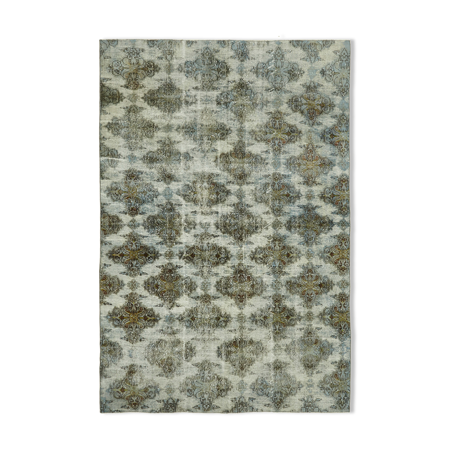 Hand-knotted antique anatolian 1970s 198 cm x 292 cm blue carpet