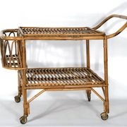 Vintage bamboo bar trolley from 50s. Made in Italy
