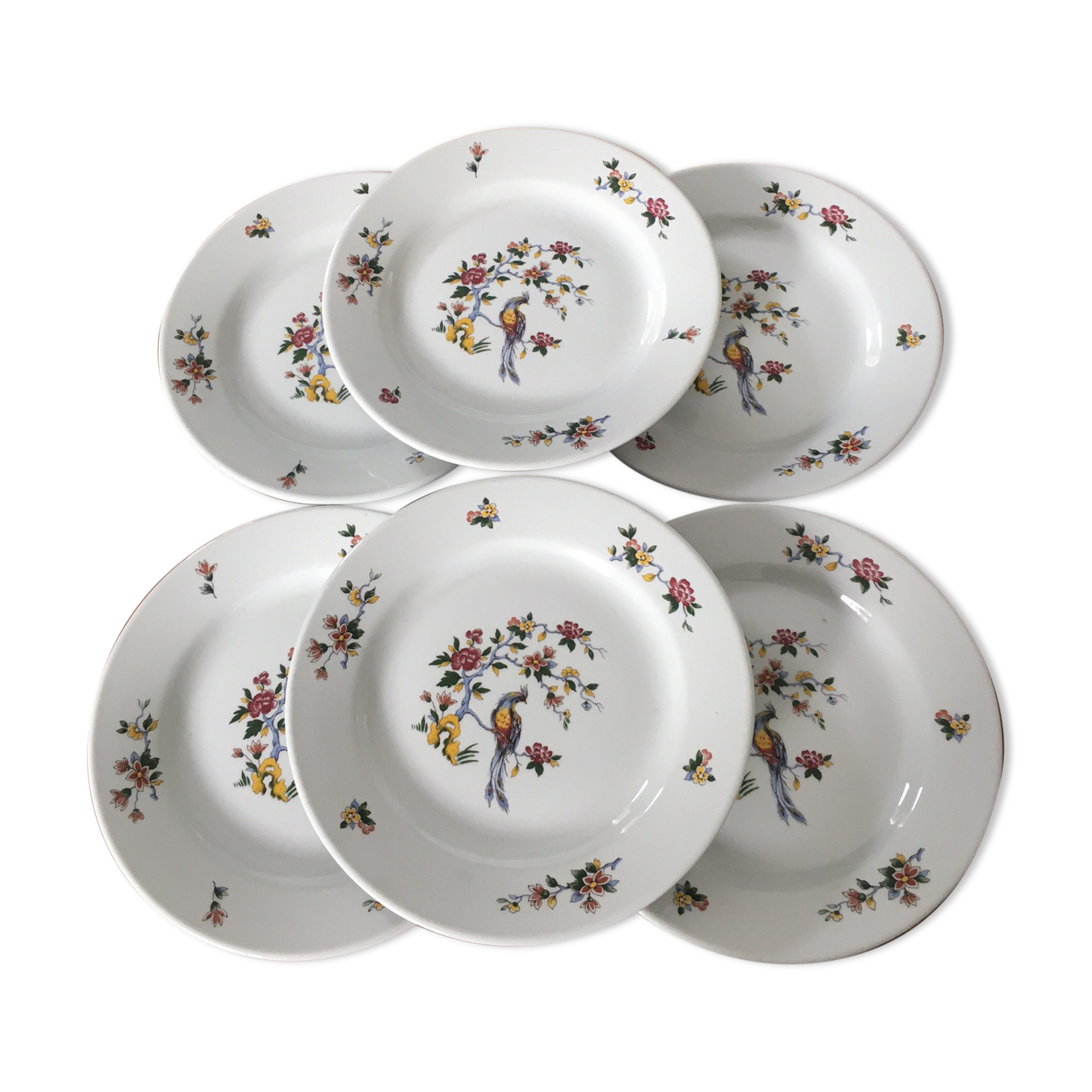 Set of 6 plates Sarreguemines condé model
