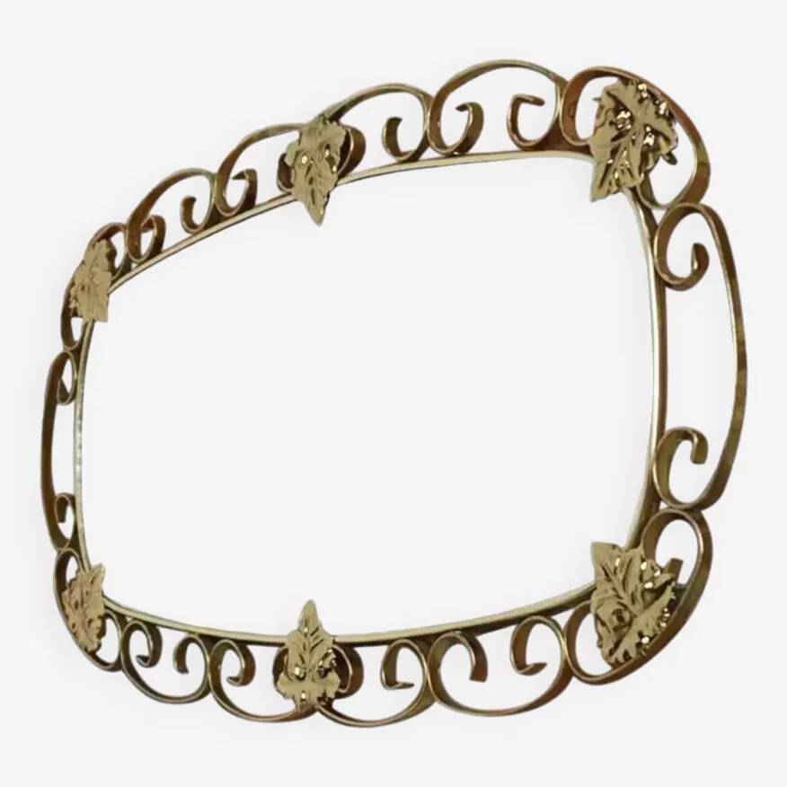 50s oval brass mirror - 38x69cm