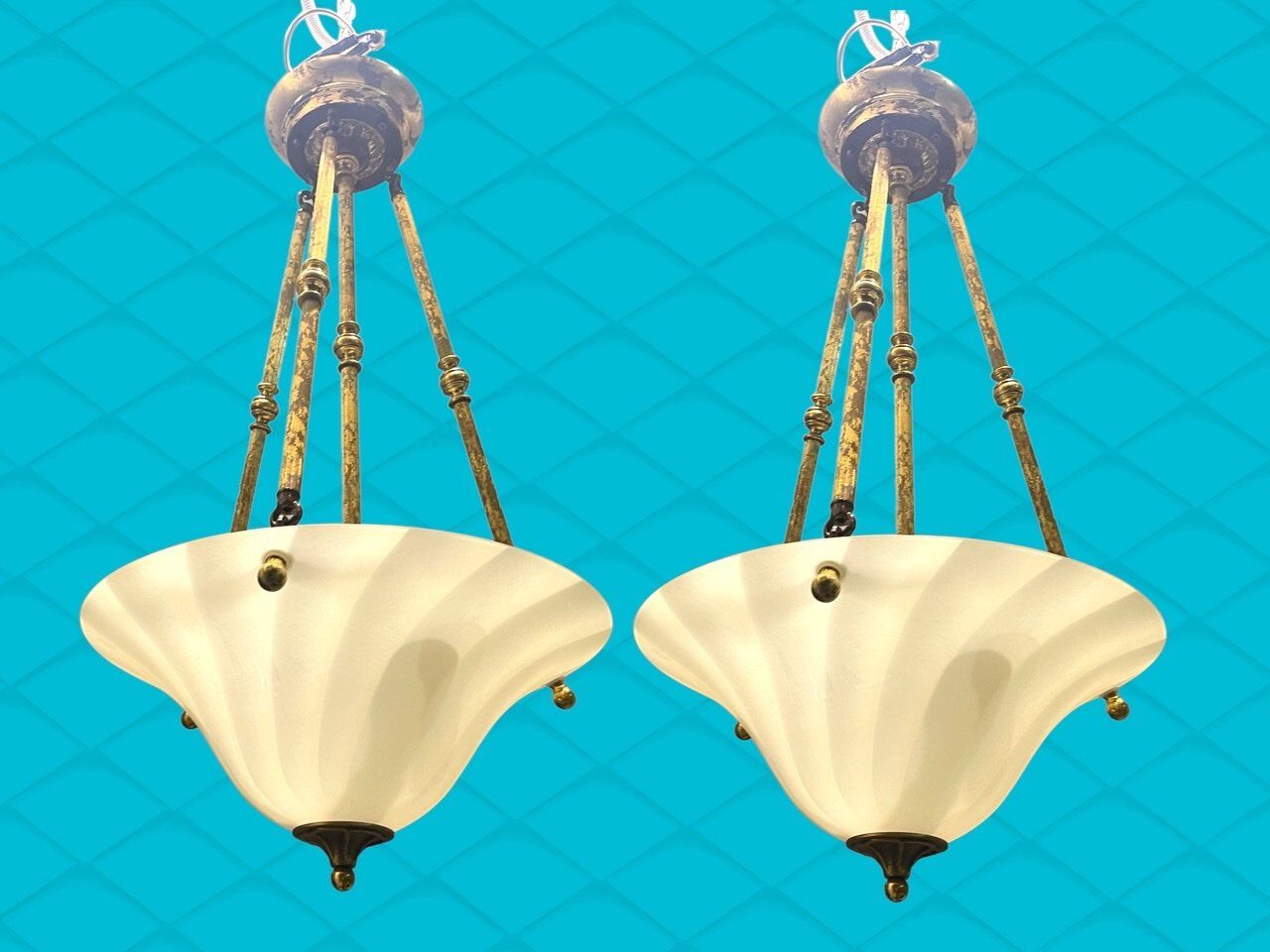 Italian Murano glass light pendants, 1980s, set of 2