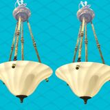 Italian Murano glass light pendants, 1980s, set of 2