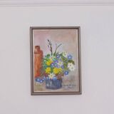 Original Swedish Oil on Canvas – “Vase of Flowers” by Carola Bergling