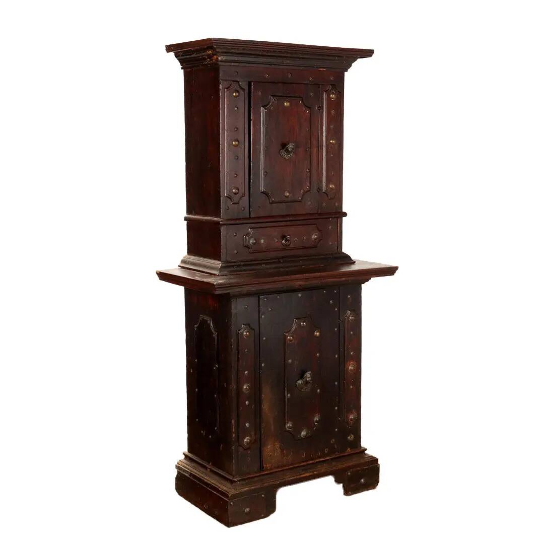 Neo-baroque antique buffet in silvered pine, Italy, 19th century